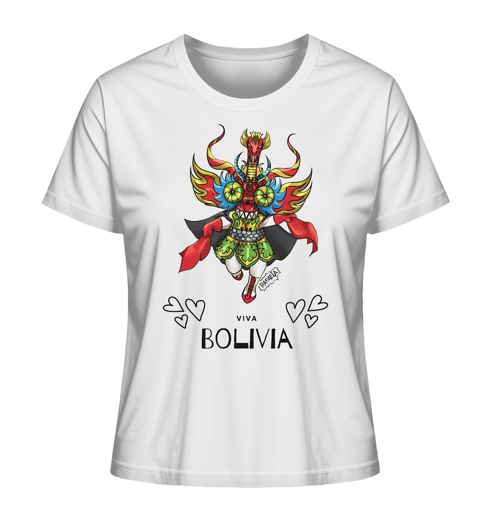 Camisa de Dama Diablo Viva Bolivia - Camiseta Orgánica (100% Algodón Orgánico, varios colores)